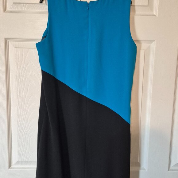 Calvin Klein Black and teal sheath dress Size L work dress - Picture 3 of 4